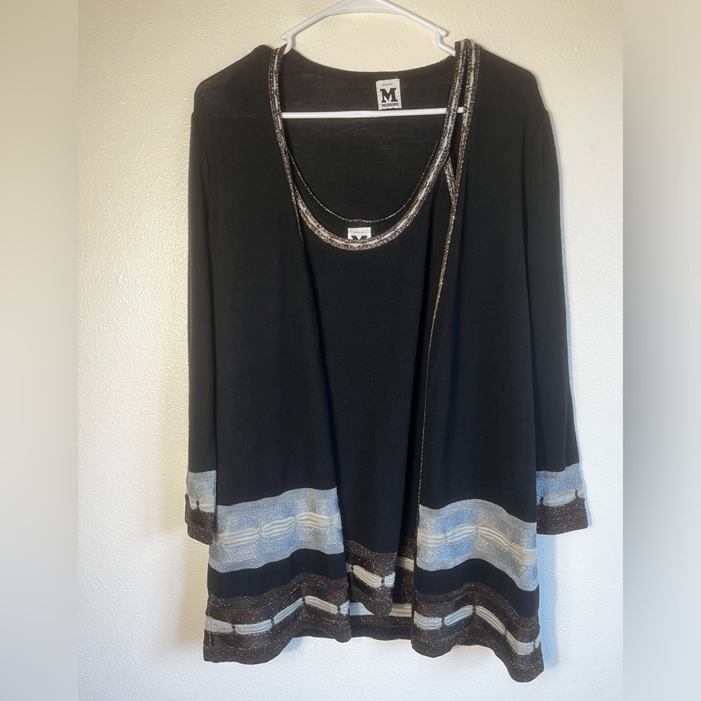 Missoni Wool Blend Tank and Cardigan Set With Metallic Striping Detailing 46/XL - Picture 2 of 11